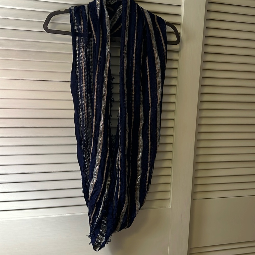 Navy striped infinity scarf